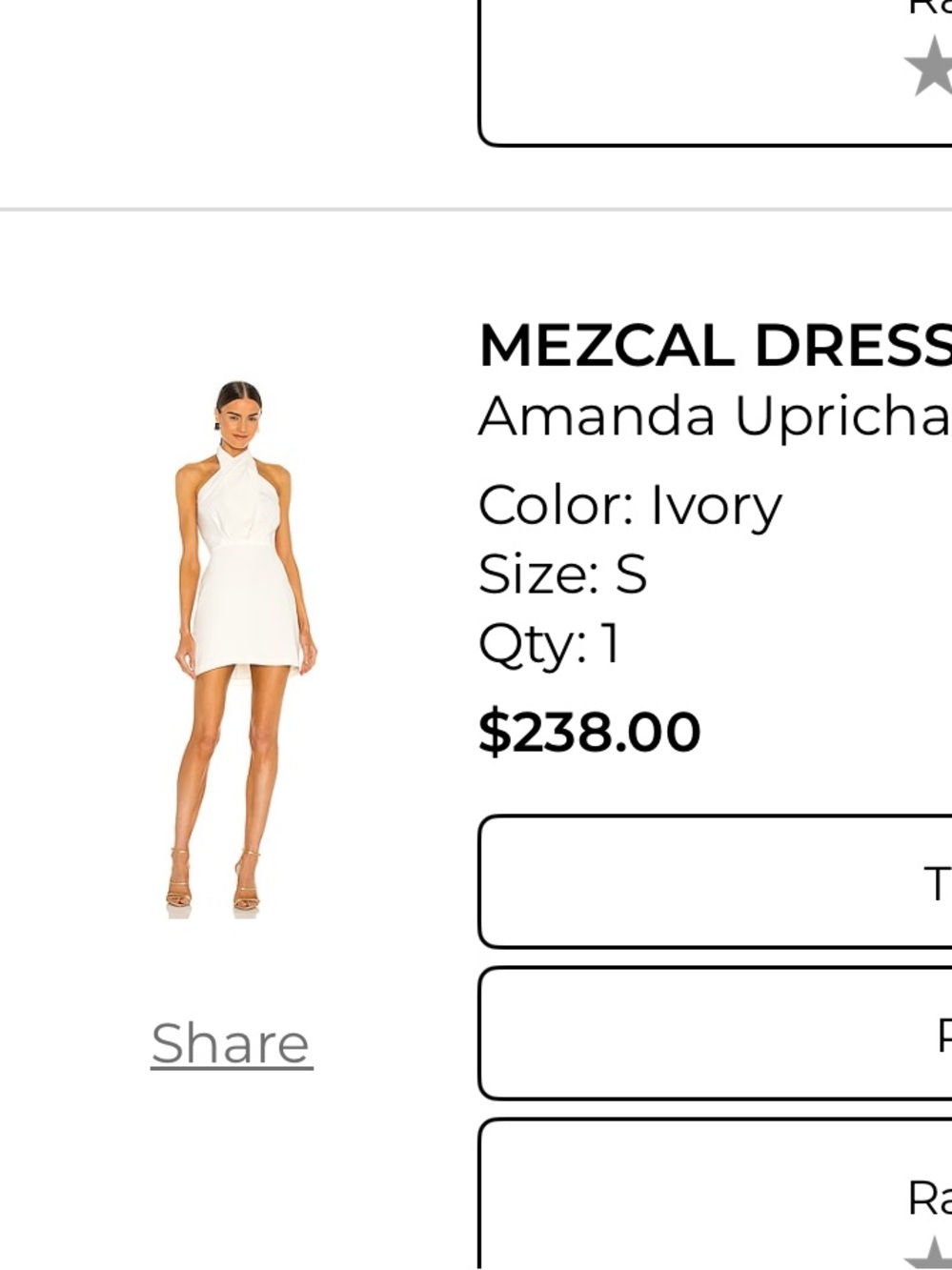 Amanda Uprichard Ivory Halter Mini Dress - Mezcal